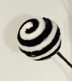 Small black and white soft 5 ball spray pick Decorative Stem for Christmas Wreaths, Trees & Floral Arrangements
