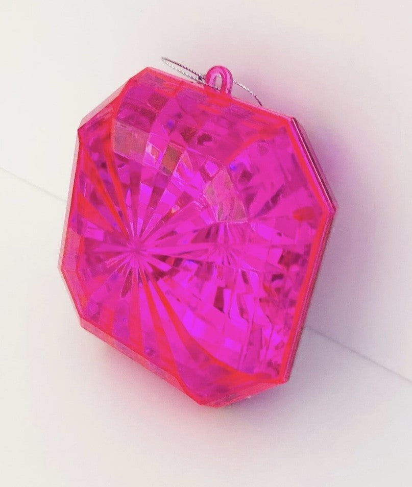 Decorative plastic acrylic lightweight square shaped fuchsia Crystal gem, Christmas decoration, tree decoration