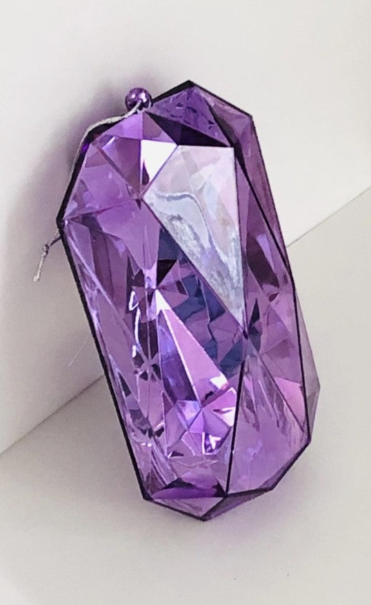 Decorative plastic acrylic lightweight oblong shaped lilac purple gem, Christmas decoration, tree decoration