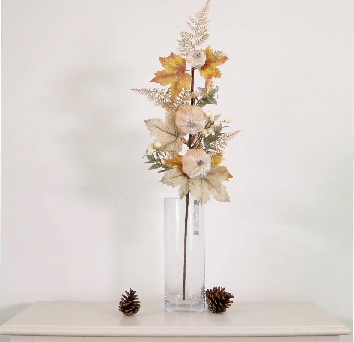 Artificial Pumpkin beige spray 67 cm