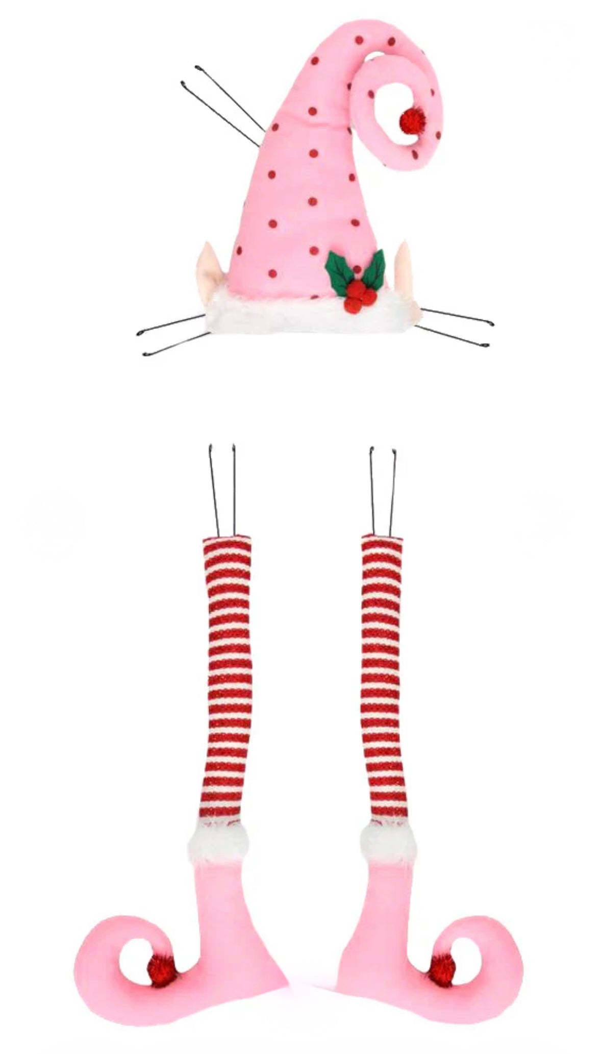 Elf wreath attachment set hat and legs pink/ red