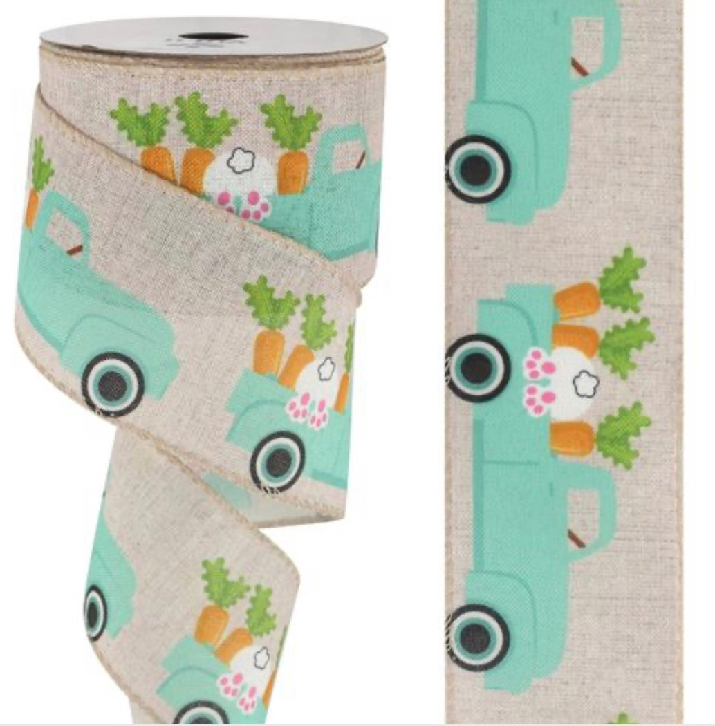 2.5” wired ribbon bun in truck Easter full roll 10 meter