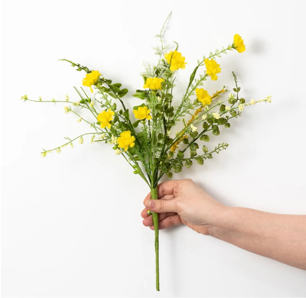 18” fabric wildflower filler bush yellow