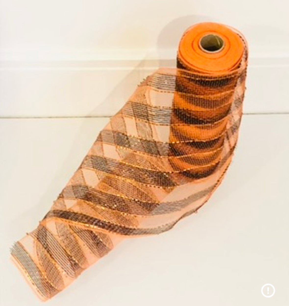 10 inch x 10 yards, metallic deco mesh orange and black stripes , Spring, summer, Halloween, Christmas