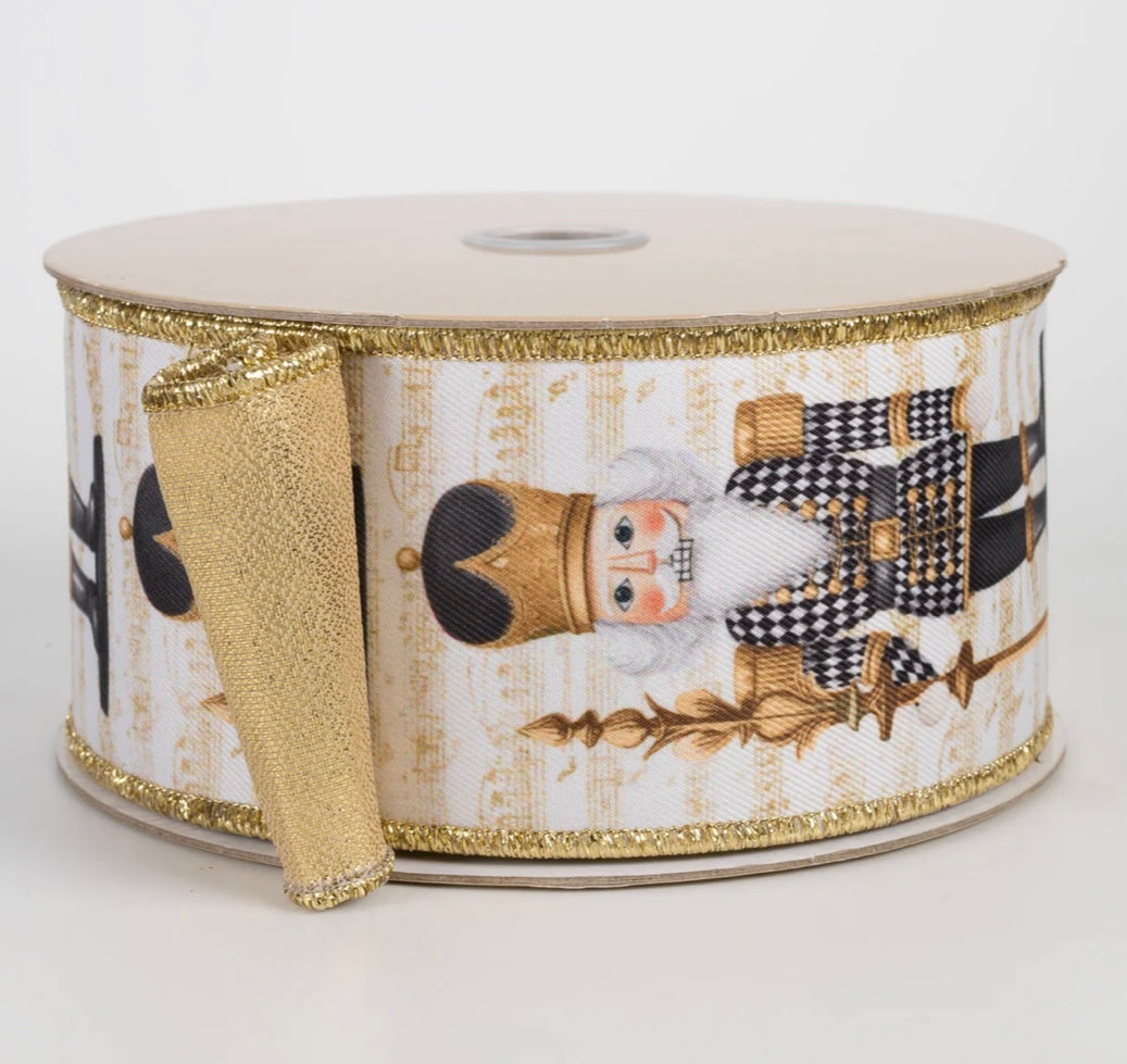 USA D’Lux double sided fused harlequin nutcracker in black/gold full roll 10 yards