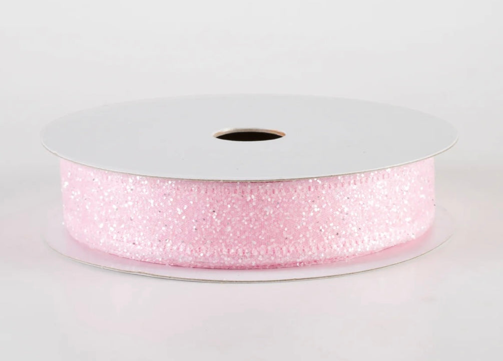 USA 7/8 pink candy glitter satin, full roll 10 yards