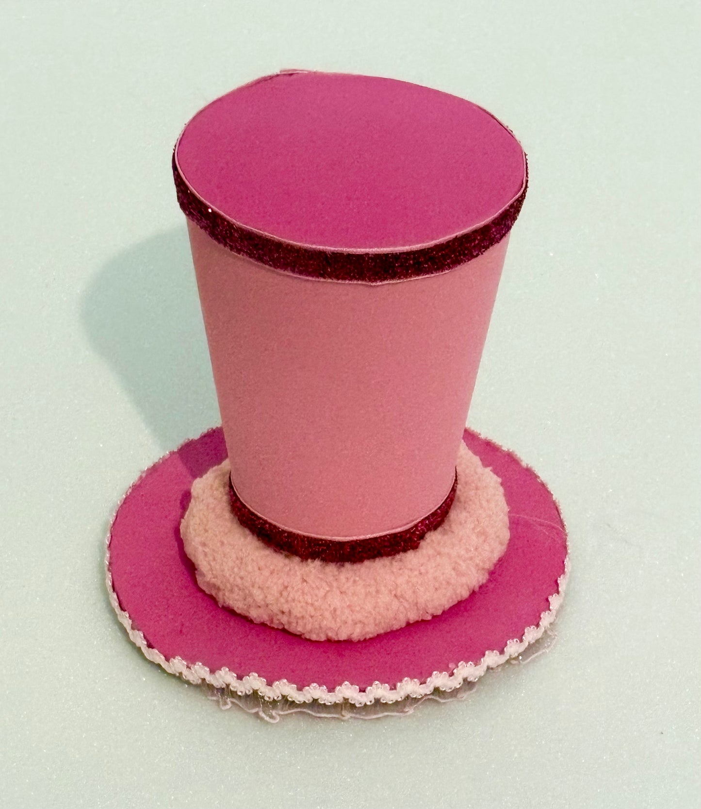 XL fluffy monster in fuchsia and pink with top hat