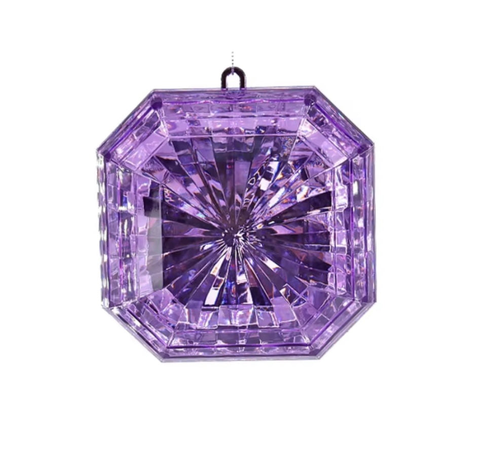 Decorative plastic acrylic lightweight square shaped lilac purple Crystal gem, Christmas decoration, tree decoration