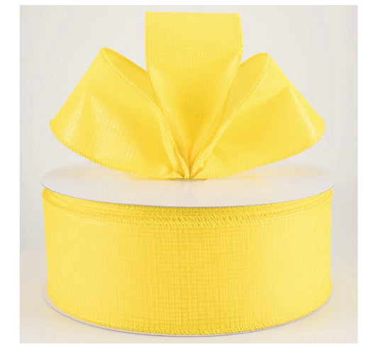 USA 2.5" wired ribbon embossed crosshatch yellow breeze