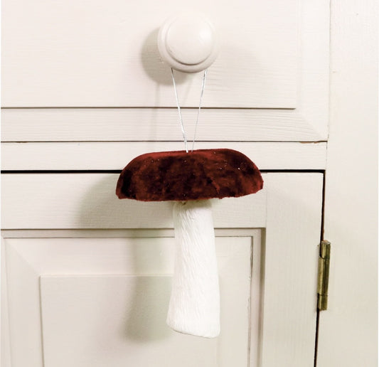 Artificial mushroom velvet in burdundy 12 cm