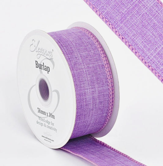 1.5 inch lavender wired ribbon full roll, 10 meters