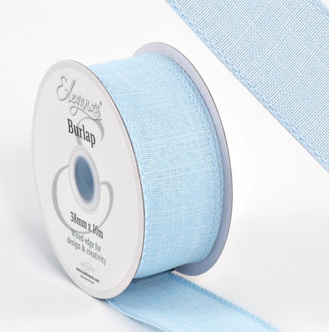 1.5 inch light blue wired ribbon full roll 10 meters