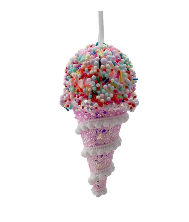 Pink ice cream with sprinkles balls foam bauble