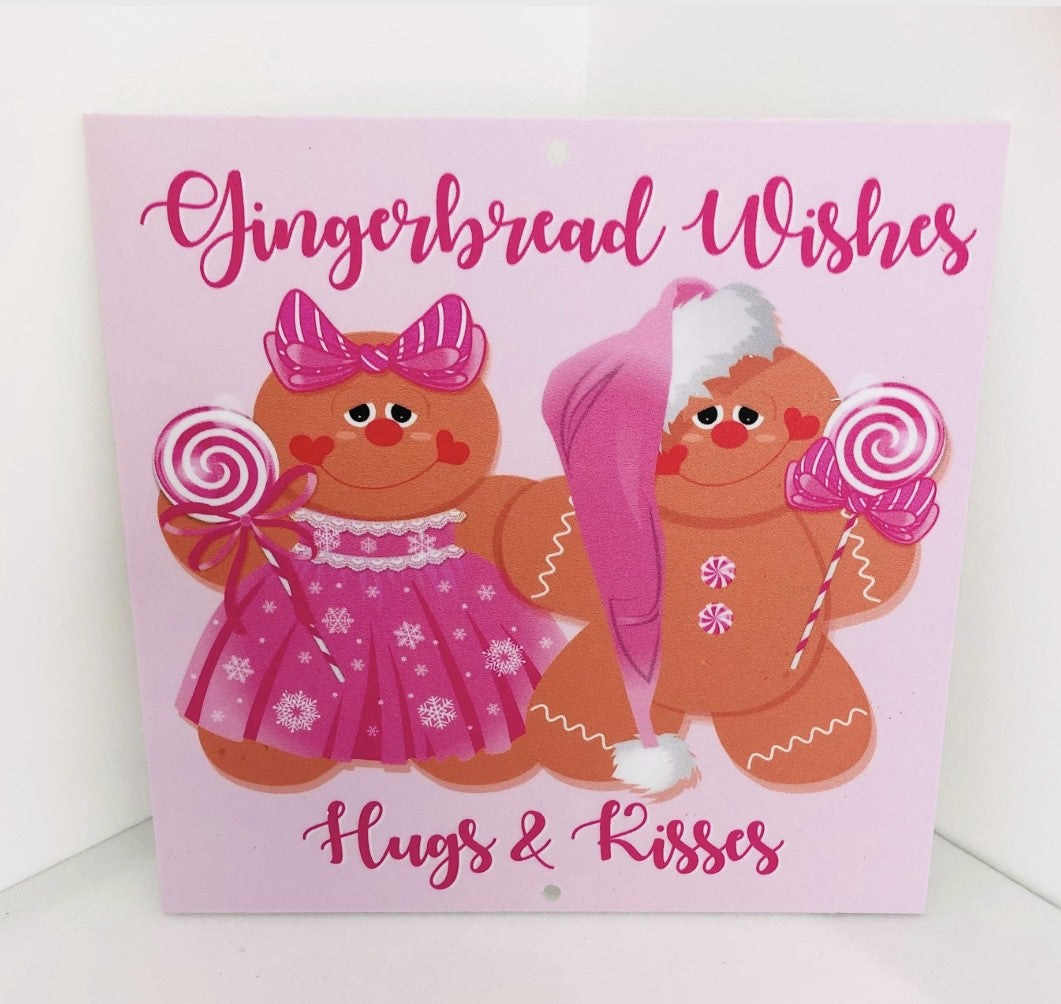 Christmas gingerbread couple sign, 7 x 7 inches UV protected, lightweight, foamex