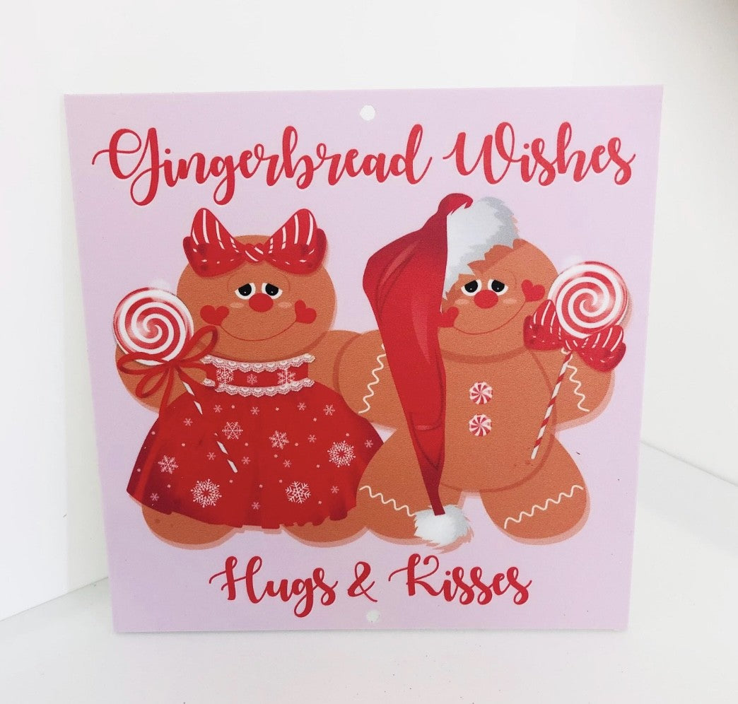 Christmas gingerbread couple sign, 7 x 7 inches UV protected, lightweight, foamex