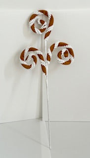 Gingerbread velvet Candy Swirl Pick with White Icing – Christmas Holiday Decoration