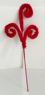 red fluffy curly spray