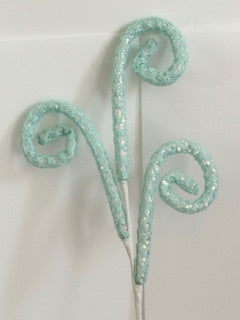 Mint Glitter Spiral Pick – Sparkling Decorative Stem for Crafts, Wreaths & Floral Arrangements