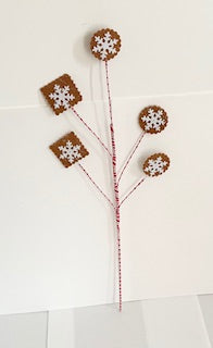 Double sided gingerbread Snowflake Pick – Rustic Christmas Decorative Stem for Wreaths, Trees & Holiday Floral Arrangements