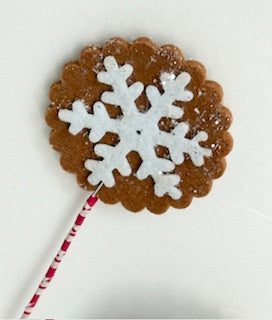 Double sided gingerbread Snowflake Pick – Rustic Christmas Decorative Stem for Wreaths, Trees & Holiday Floral Arrangements