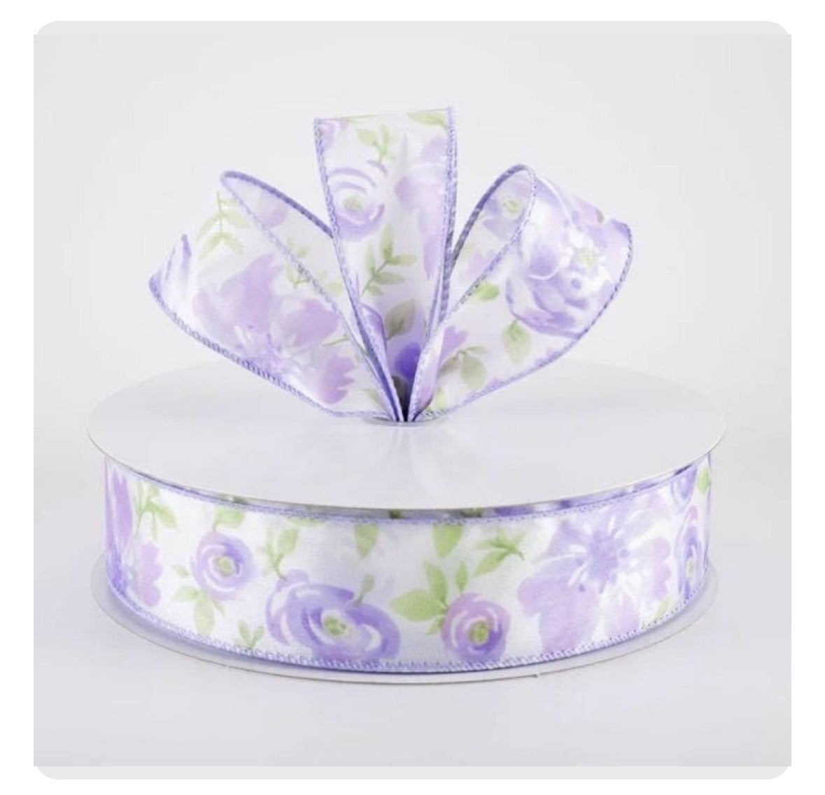 USA 1.5" wired ribbon satin lilac watercolour