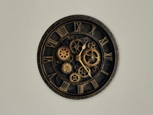 001 steampunk clock sign 6 inches, uv protected, lightweight foamex