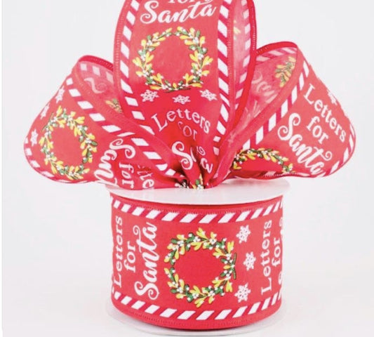 USA 2.5" wired ribbon Letters for Santa sold by the meter