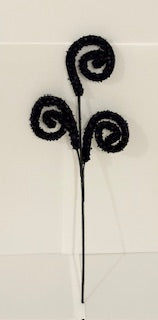 Black Glitter sequin Spiral Pick – Sparkling Decorative Stem for Crafts, Wreaths & Floral Arrangements
