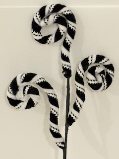 Black and white spiral  Pick – Decorative Stem for Christmas Wreaths, Trees & Floral Arrangements