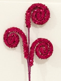 Fuchsia Glitter sequin Spiral Pick – Sparkling Decorative Stem for Crafts, Wreaths & Floral Arrangements
