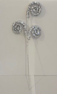 White and silver Glitter sequin Spiral Pick – Sparkling Decorative Stem for Crafts, Wreaths & Floral Arrangements