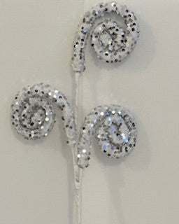 White and silver Glitter sequin Spiral Pick – Sparkling Decorative Stem for Crafts, Wreaths & Floral Arrangements
