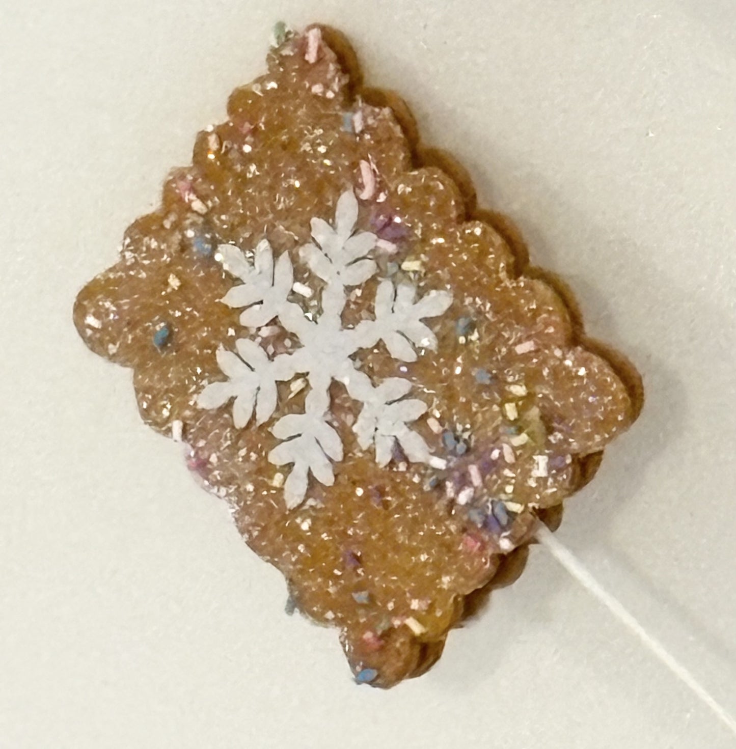 Gingerbread 5 cookie Glitter Snowflake Pick – Sparkling Decorative Stem for Christmas Wreaths, Trees & Floral Arrangements