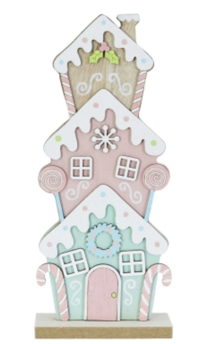 Christmas Table Deco Candy House MDF wood 23.5 cm tall x 10 cm wide