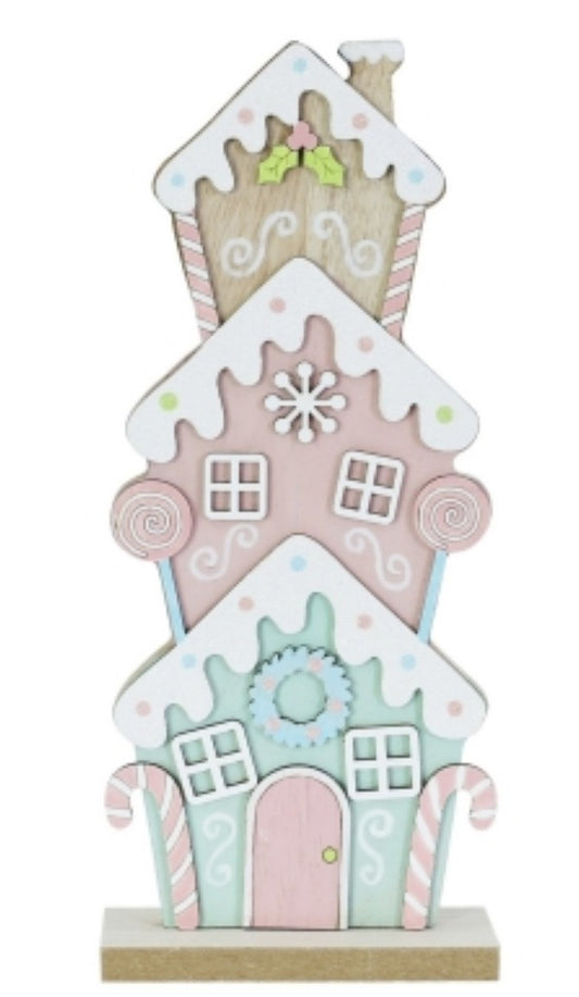 Christmas Table Deco Candy House MDF wood 23.5 cm tall x 10 cm wide