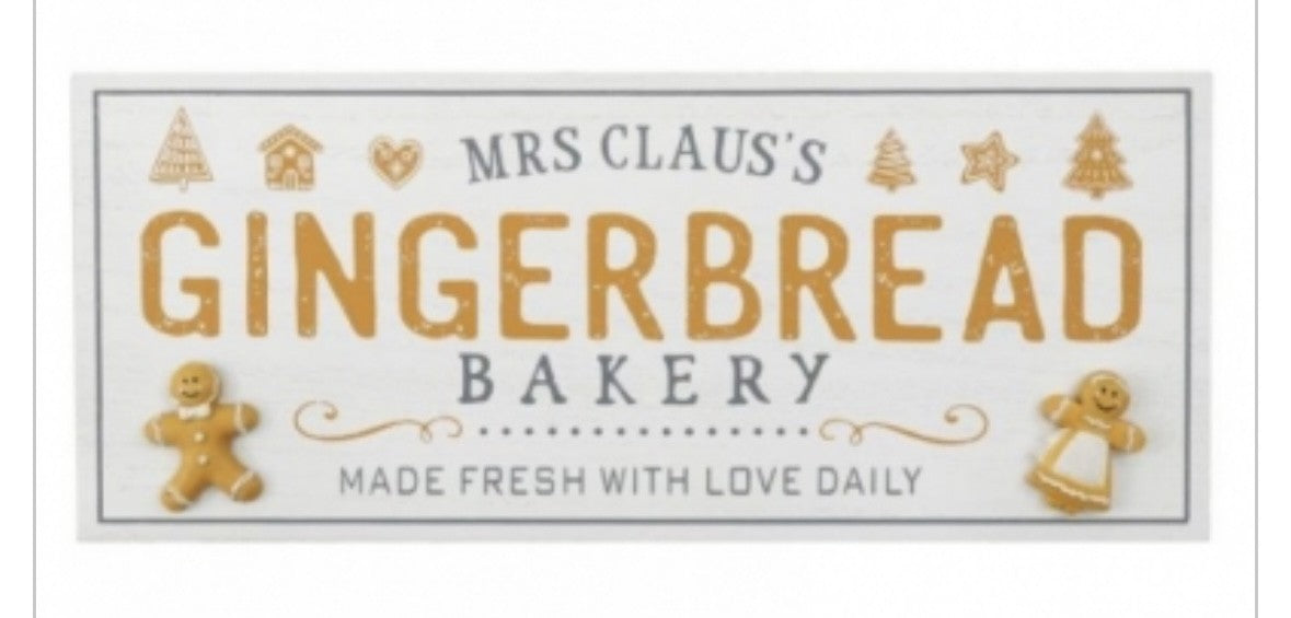Christmas Gingerbread Bakery Plaque solid wood