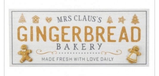Christmas Gingerbread Bakery Plaque solid wood