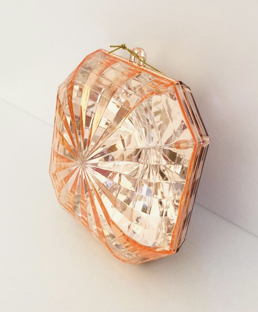 Decorative plastic acrylic lightweight square shaped peach Crystal gem, Christmas decoration, tree decoration