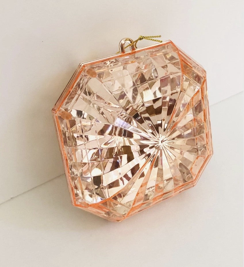 Decorative plastic acrylic lightweight square shaped peach Crystal gem, Christmas decoration, tree decoration