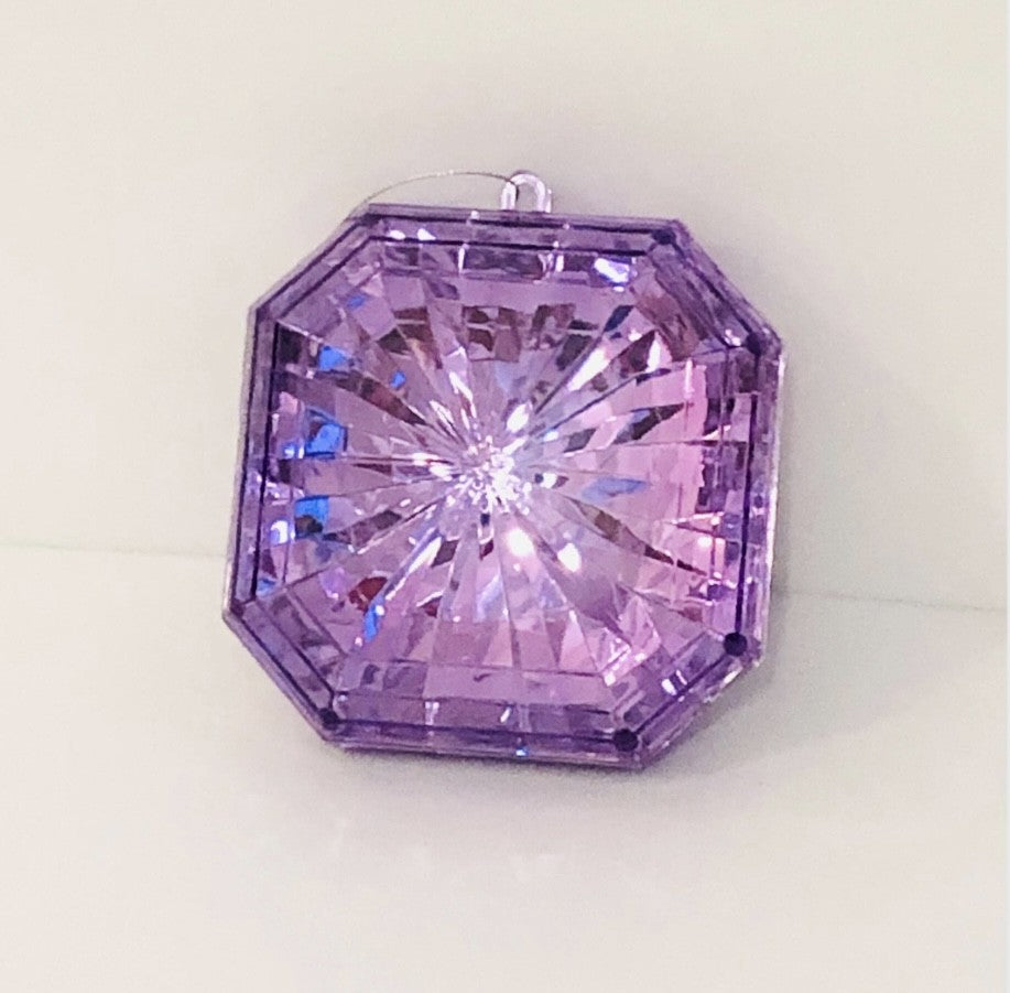 Decorative plastic acrylic lightweight square shaped lilac Crystal gem, Christmas decoration, tree decoration