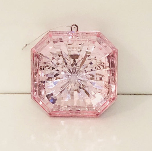 Decorative plastic acrylic lightweight oblong shaped light pink Crystal gem, Christmas decoration, tree decoration