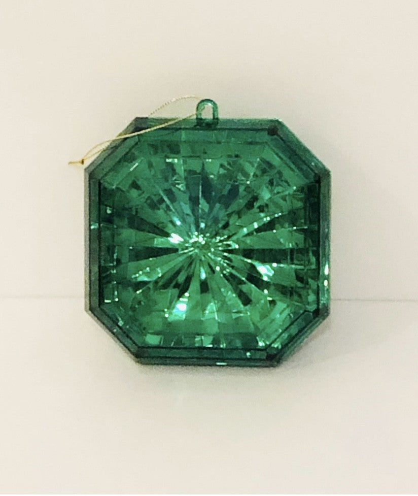 Decorative plastic acrylic lightweight square shaped green Crystal gem, Christmas decoration, tree decoration