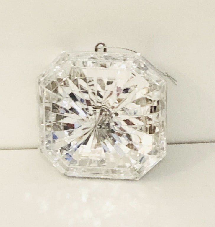 Decorative plastic acrylic lightweight square shaped silver Crystal gem, Christmas decoration, tree decoration