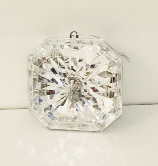 Decorative plastic acrylic lightweight square shaped silver Crystal gem, Christmas decoration, tree decoration