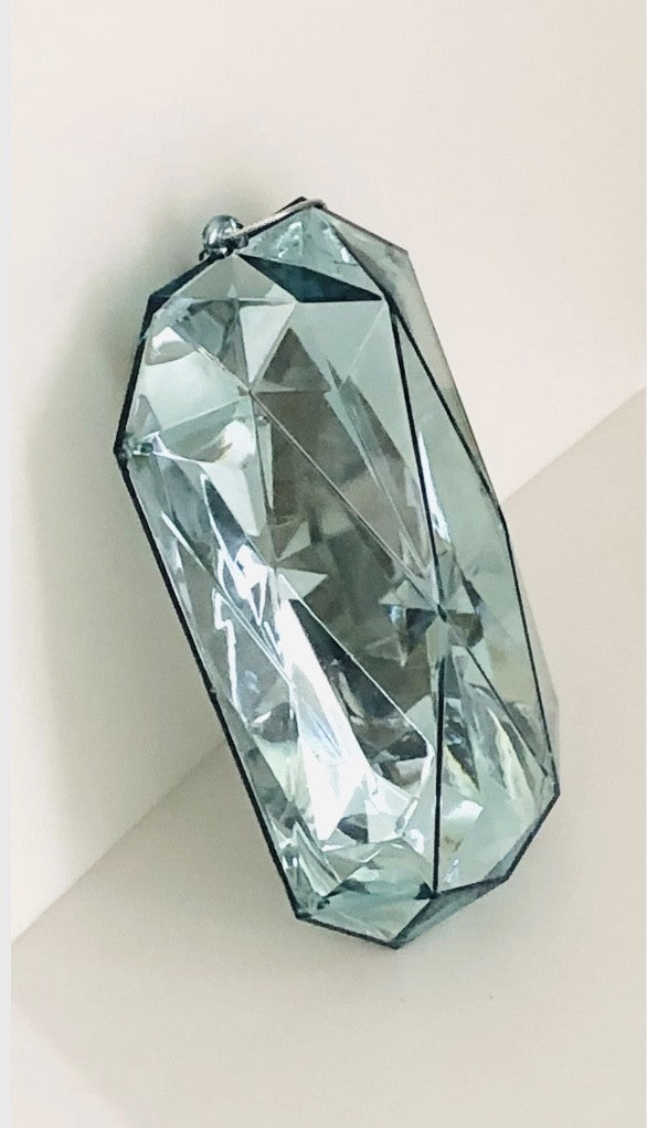 Decorative plastic acrylic lightweight oblong shaped silver Crystal gem, Christmas decoration, tree decoration