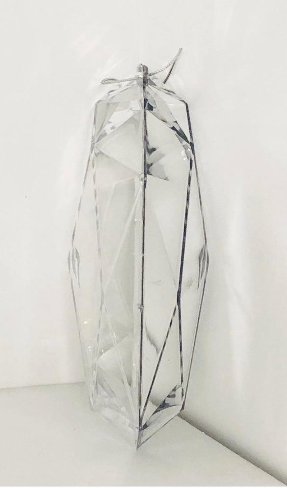 Decorative plastic acrylic lightweight oblong shaped silver Crystal gem, Christmas decoration, tree decoration