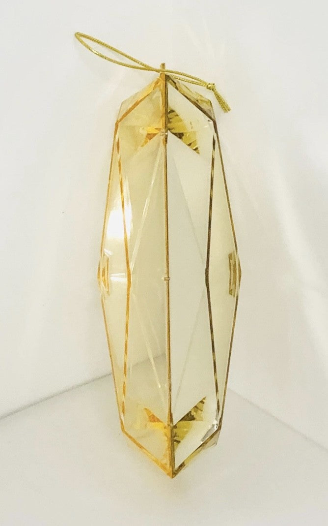 Decorative plastic acrylic lightweight oblong shaped gold Crystal gem, Christmas decoration, tree decoration
