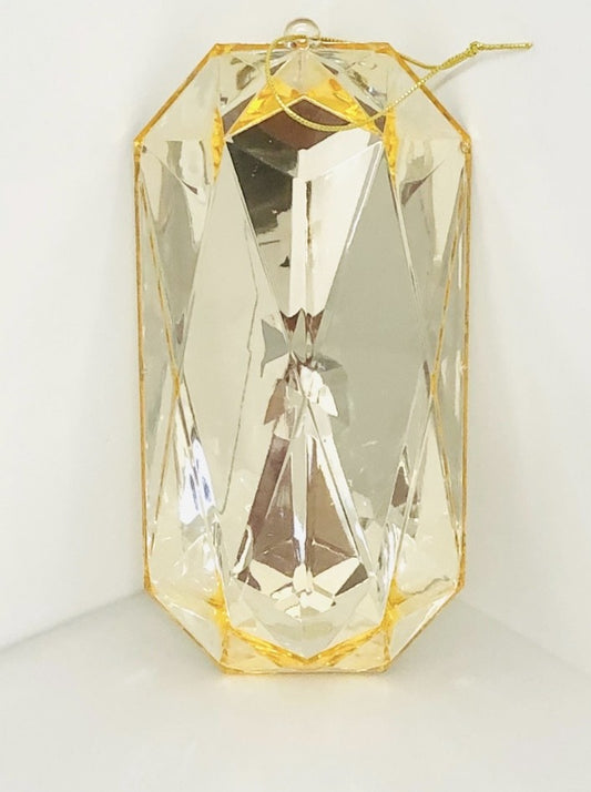 Decorative plastic acrylic lightweight oblong shaped gold Crystal gem, Christmas decoration, tree decoration