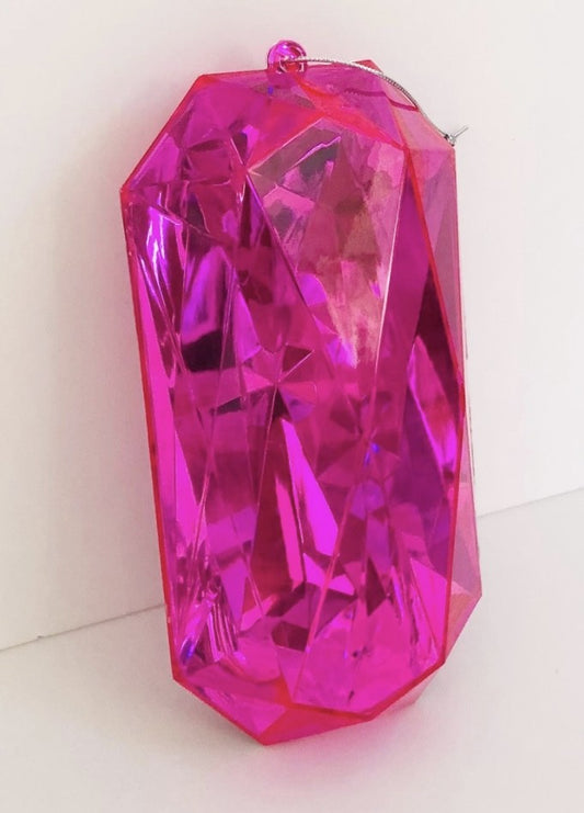 Decorative plastic acrylic lightweight oblong shaped fuchsia gem, Christmas decoration, tree decoration