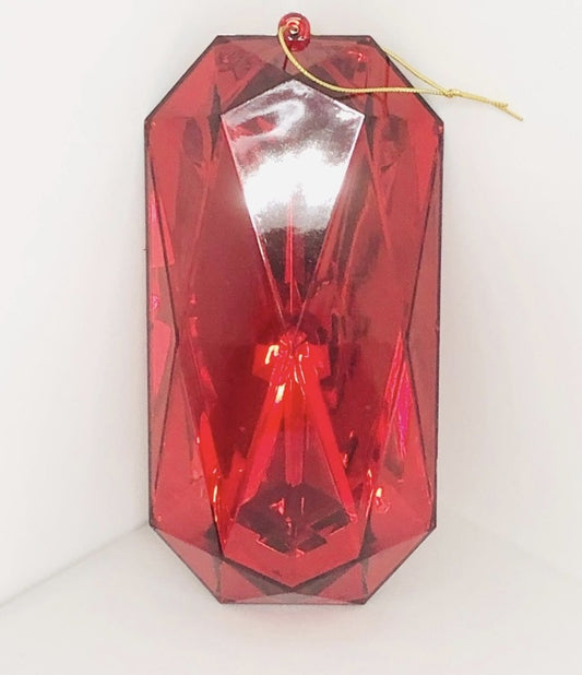 Decorative plastic acrylic lightweight oblong shaped red gem, Christmas decoration, tree decoration